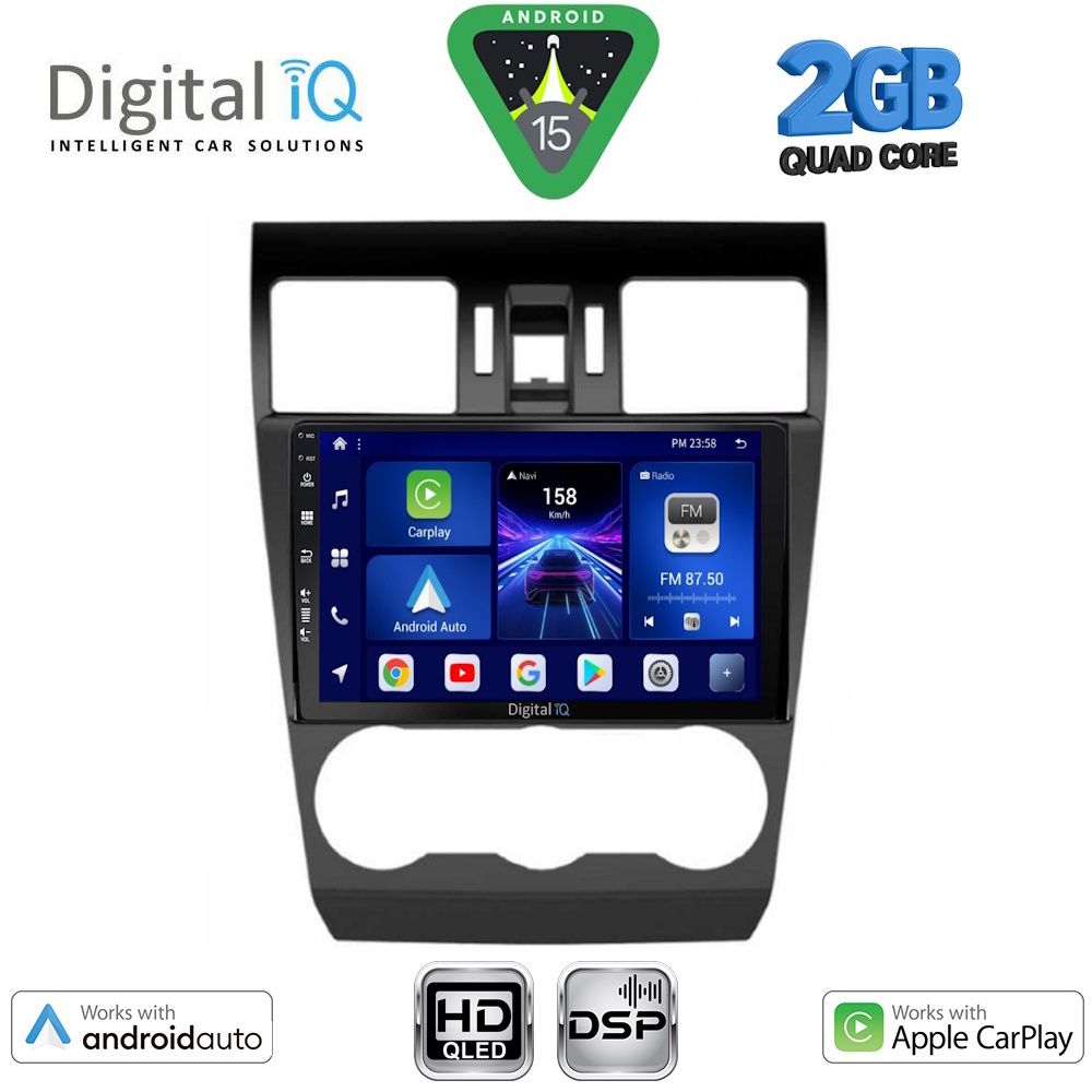 Subaru Forester, Impreza, XV 2013 - 2019 Οθόνη με CarPlay, Android Auto, BT, GPS – DIGITAL IQ BXC 3663_CPAA (9inc)