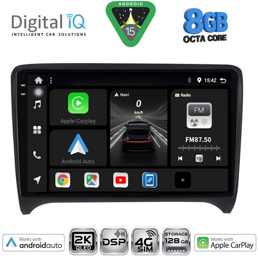 Audi TT 2007 – 2015 Οθόνη με CarPlay, Android Auto, Bluetooth, GPS – DIGITAL IQ BXF 11009_CPAA (9inc)