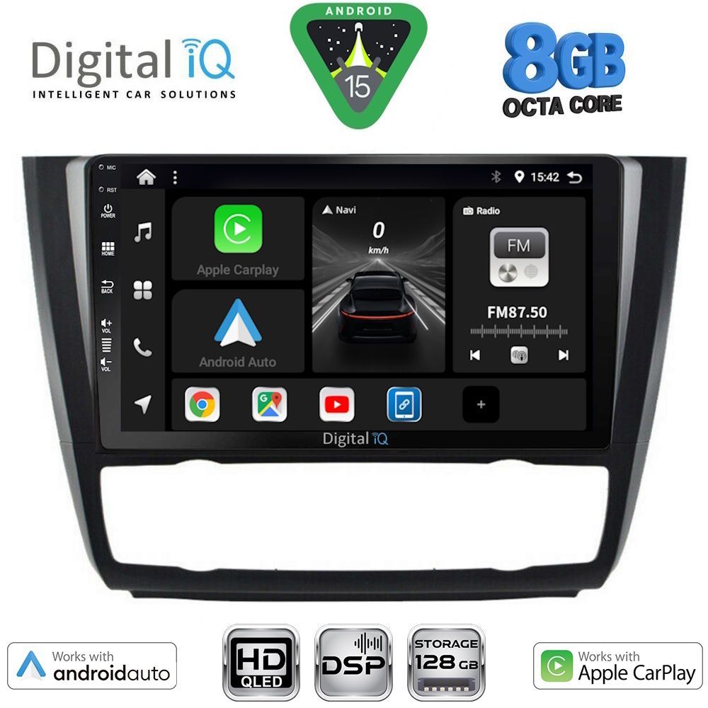 Οθόνη BMW series 1 (E81/E82/E87/E88) 2004 - 2013 με CarPlay, Android Auto, GPS, BT - DIGITAL IQ BXF 7040_CPAA CLIMA (9inc)