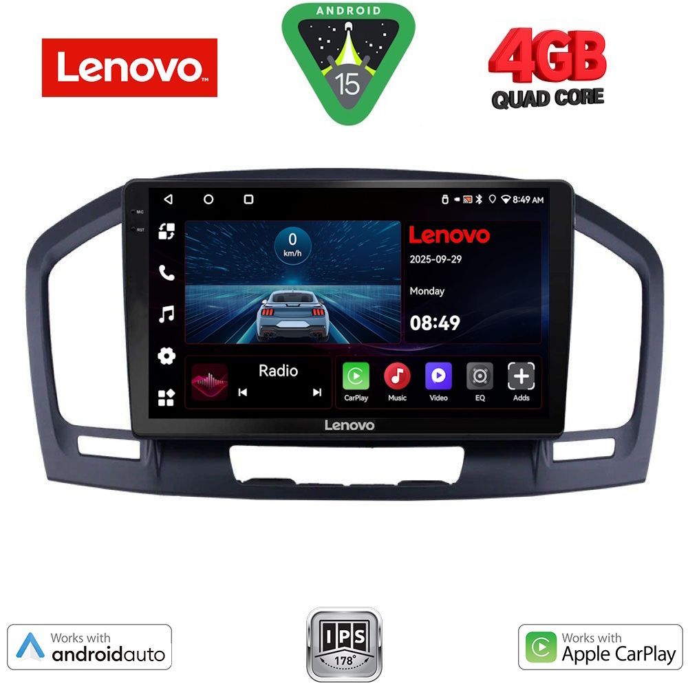Οθόνη Opel Insignia 2008 – 2013 με CarPlay, Android Auto, GPS, Bluetooth – LENOVO LVE 8491BL_CPAA (9inc)