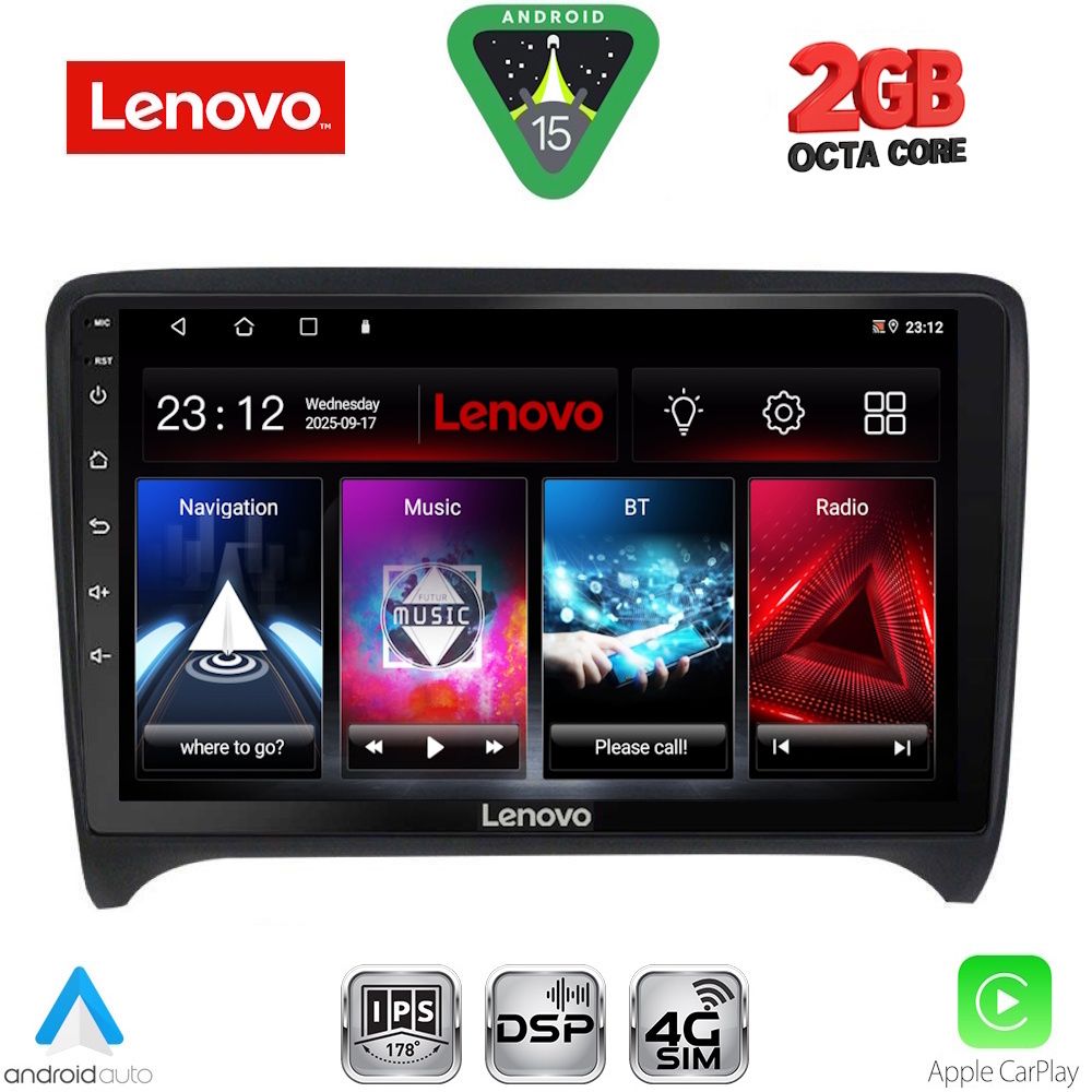 Audi TT 2007 – 2015 Οθόνη με CarPlay, Android Auto, Bluetooth, GPS – LENOVO LVF 5009_CPA (9inc)