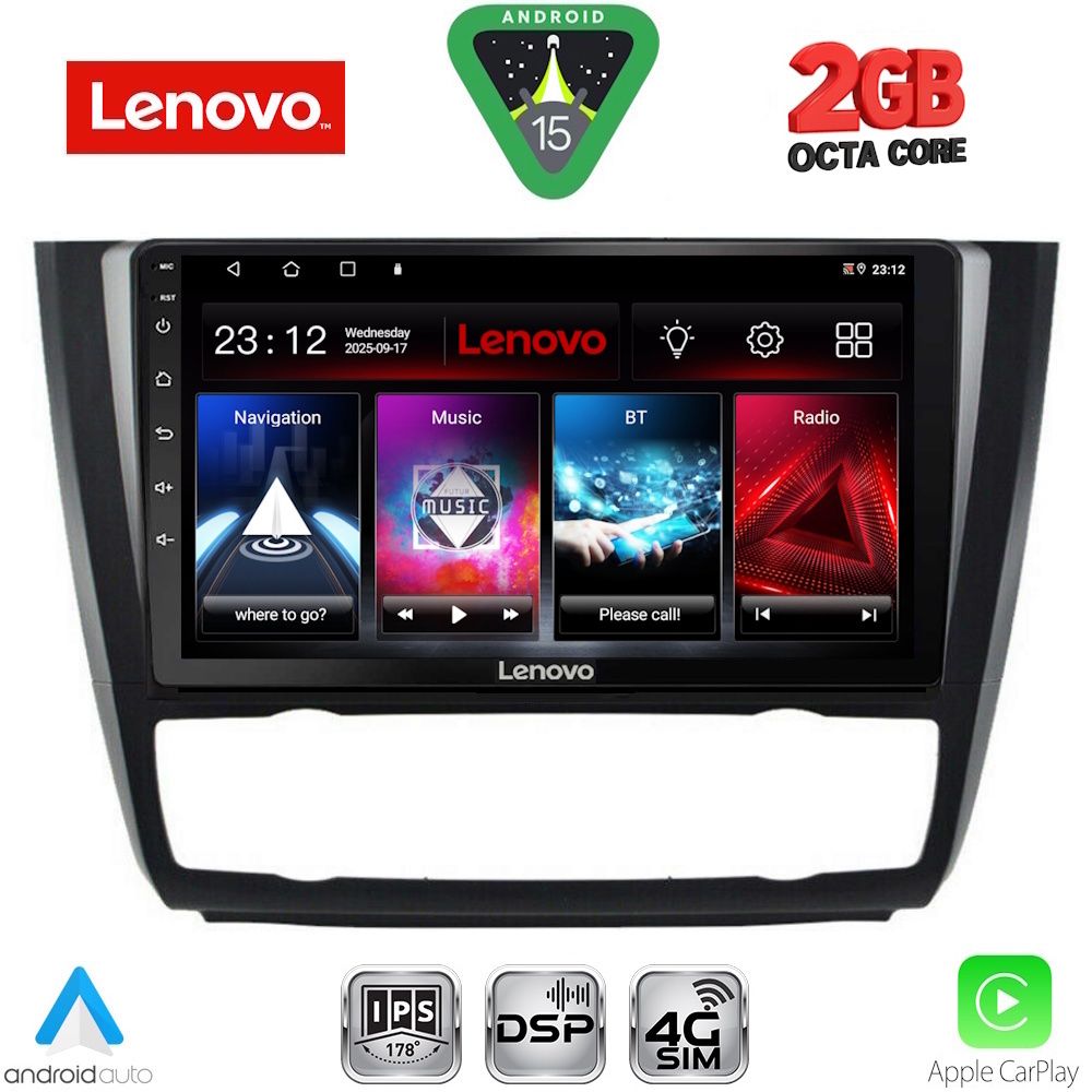 Οθόνη BMW series 1 (E81/E82/E87/E88) 2004 - 2013 με CarPlay, Android Auto, GPS, BT - LENOVO LVF 5040_CPA CLIMA (9inc)