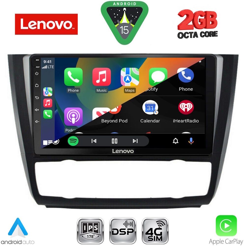 Οθόνη BMW series 1 (E81/E82/E87/E88) 2004 - 2013 με CarPlay, Android Auto, GPS, BT - LENOVO LVF 5040_CPA CLIMA (9inc)