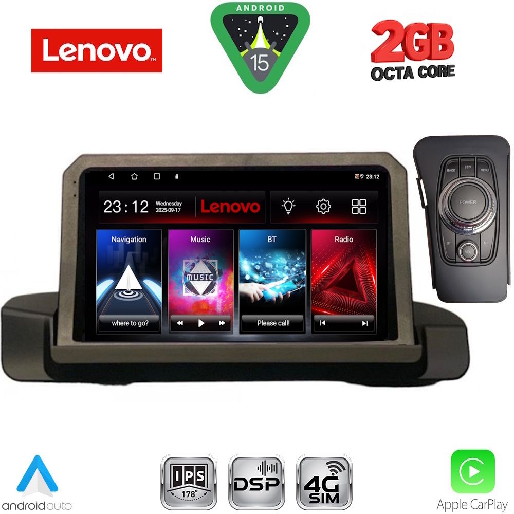 BMW Series 3 (E90, E91, E92) 2005 – 2012 Οθόνη με Car Play, Android Auto, GPS, Bluetooth – LENOVO LVF 5044_CPA (9inc)