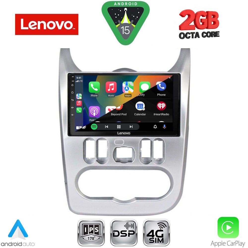 LENOVO LVF 5101SL_CPA (9inc) MULTIMEDIA TABLET for DACIA DUSTER – LOGAN – SANDERO mod. 2006-2012 (SILVER) - LENOVO LVF 5101SL_CPA