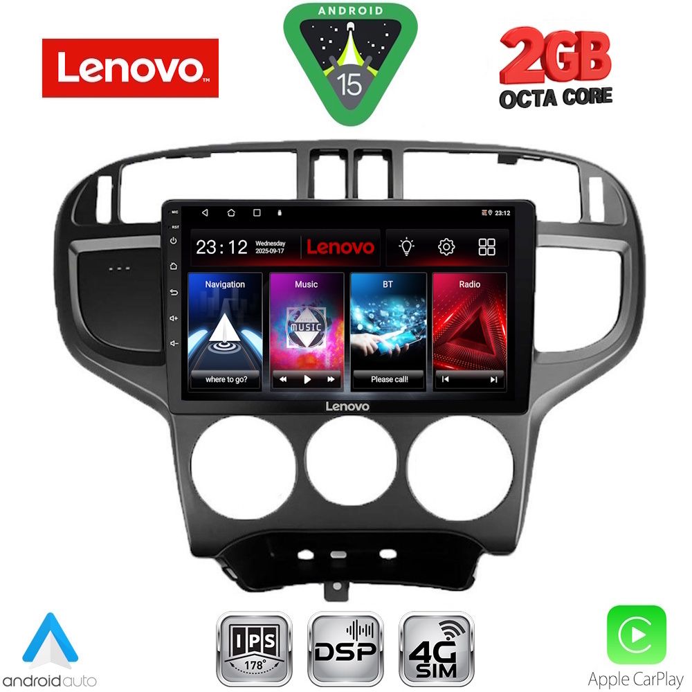 Οθόνη Hyundai Matrix 2001 - 2010 με CarPlay, Android Auto, GPS, Bluetooth – LENOVO LVF 5240_CPA (9inc)
