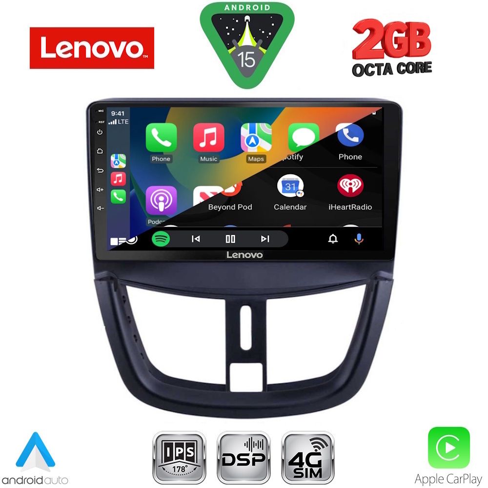 LENOVO LVF 5507_CPA (9inc) MULTIMEDIA TABLET for PEUGEOT 207 mod. 2007