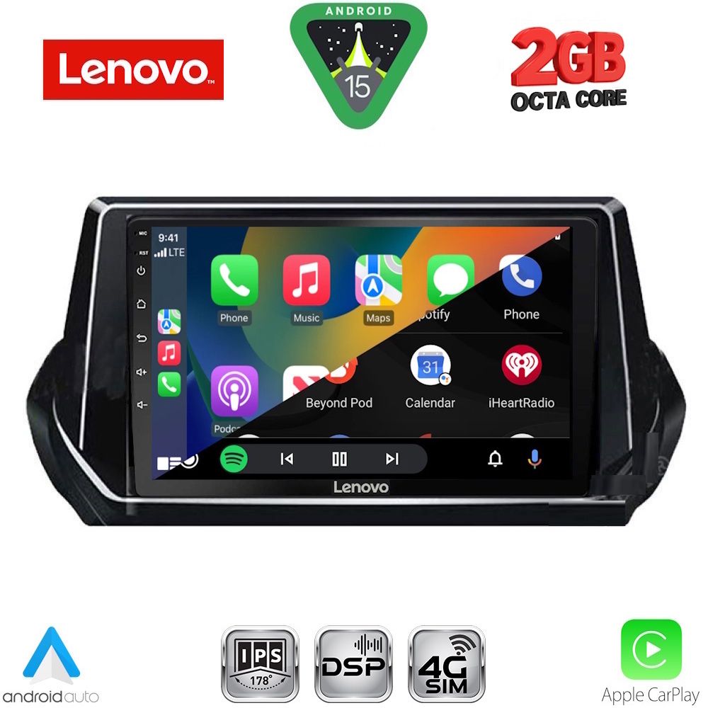 LENOVO LVF 5509_CPA (9inc) MULTIMEDIA TABLET for PEUGEOT 208 - 2008 mod. 2021-2026 - LENOVO LVF 5509_CPA