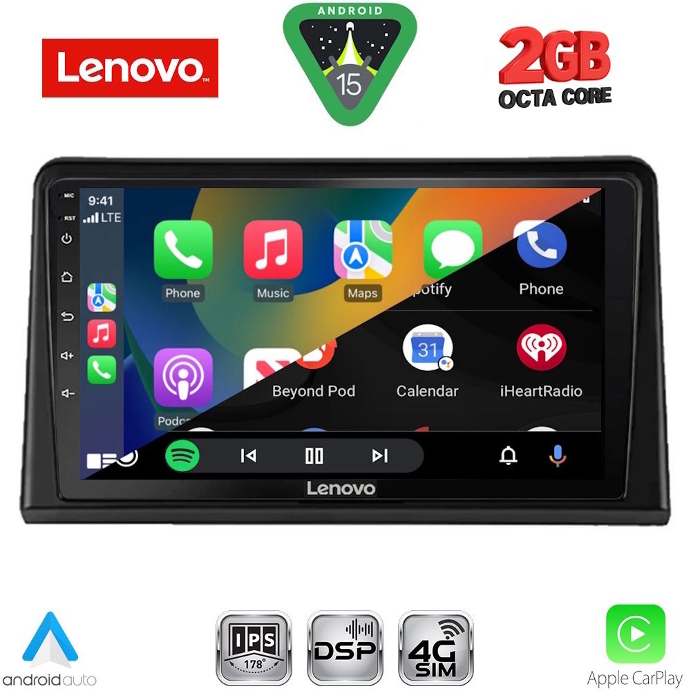 Οθόνη Renault Express 2020 – 2026 με Car Play, Android Auto, GPS, Bluetooth - LENOVO LVF 5548_CPA (9inc)
