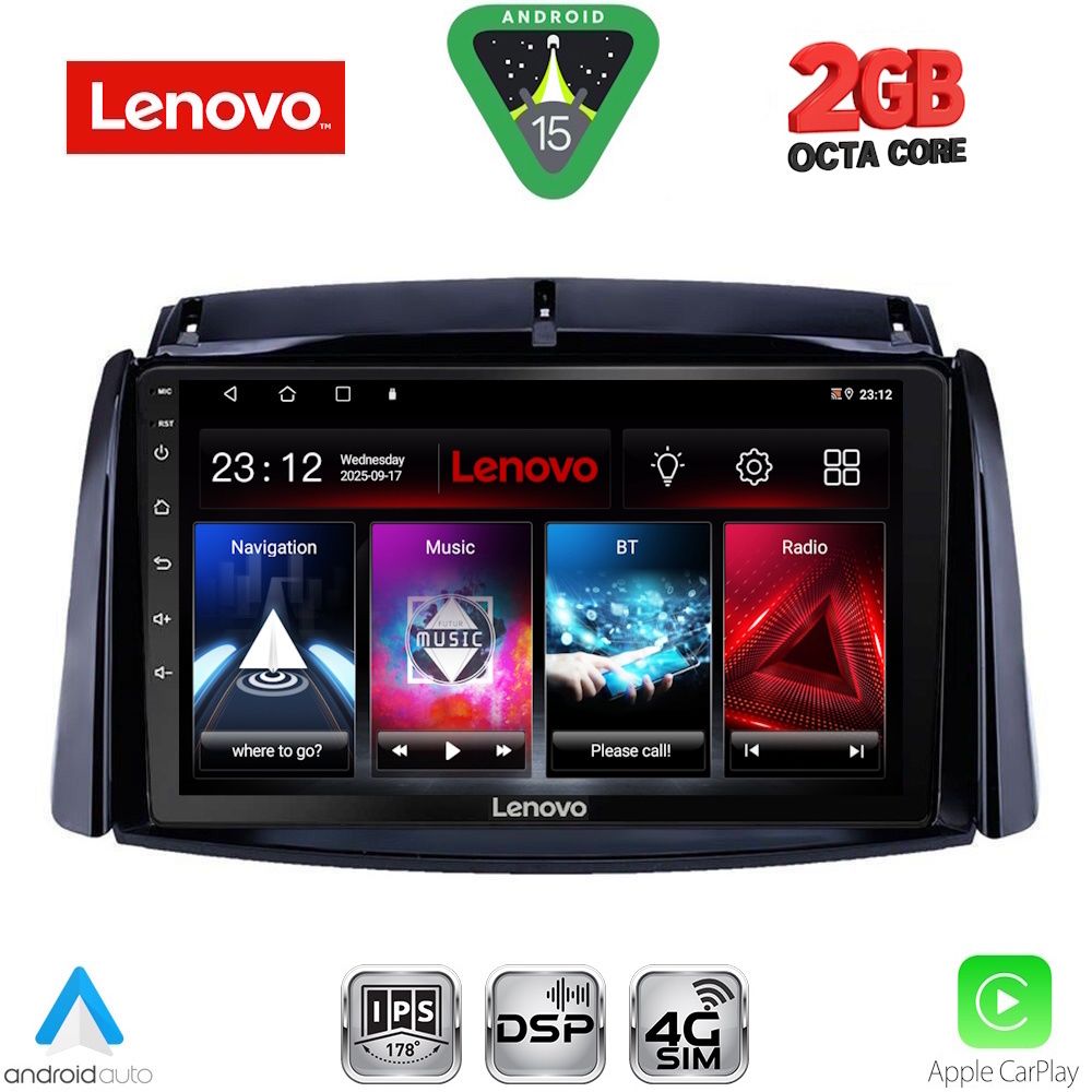 Οθόνη Renault Koleos 2006 – 2016 με Car Play, Android Auto, Bluetooth, GPS – LENOVO LVF 5551_CPA (9inc)