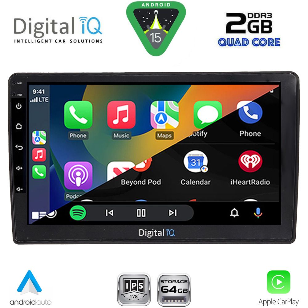 Audi A4 2008 – 2015 Οθόνη με CarPlay, Android Auto, Bluetooth, GPS – DIGITAL IQ RSD 1005_CPA (9inc)