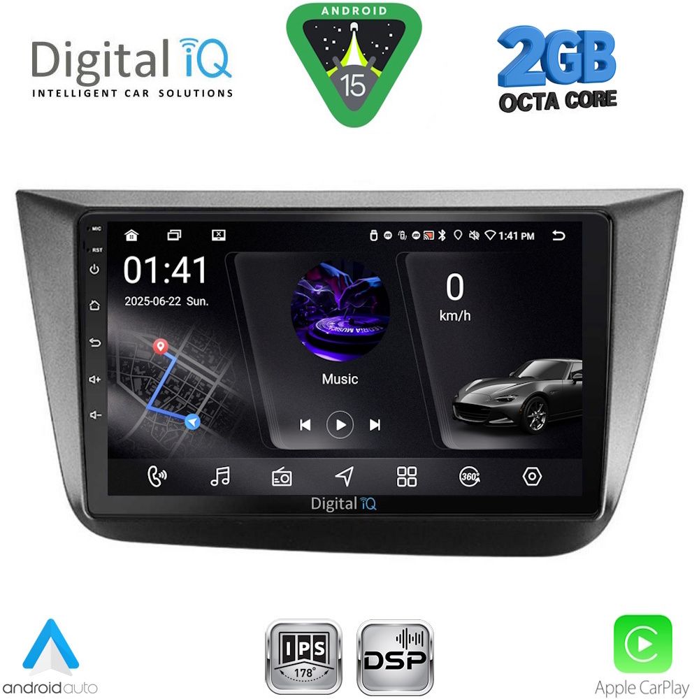 Seat Altea 2004 – 2015 Οθόνη με Car Play, Android Auto, Bluetooth, GPS – DIGITAL IQ RSF 4570_CPA (9inc)