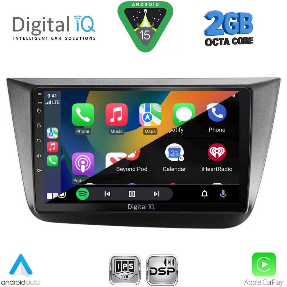 Seat Altea 2004 – 2015 Οθόνη με Car Play, Android Auto, Bluetooth, GPS – DIGITAL IQ RSF 4570_CPA (9inc)