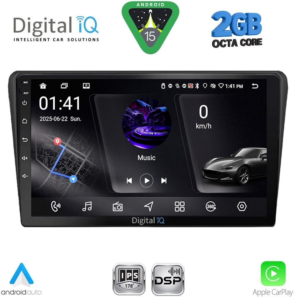 Οθόνη Toyota Avensis (T25) 2003 – 2009 με CarPlay, Android Auto, GPS, Bluetooth - DIGITAL IQ RSF 4704BL_CPA (9inc)
