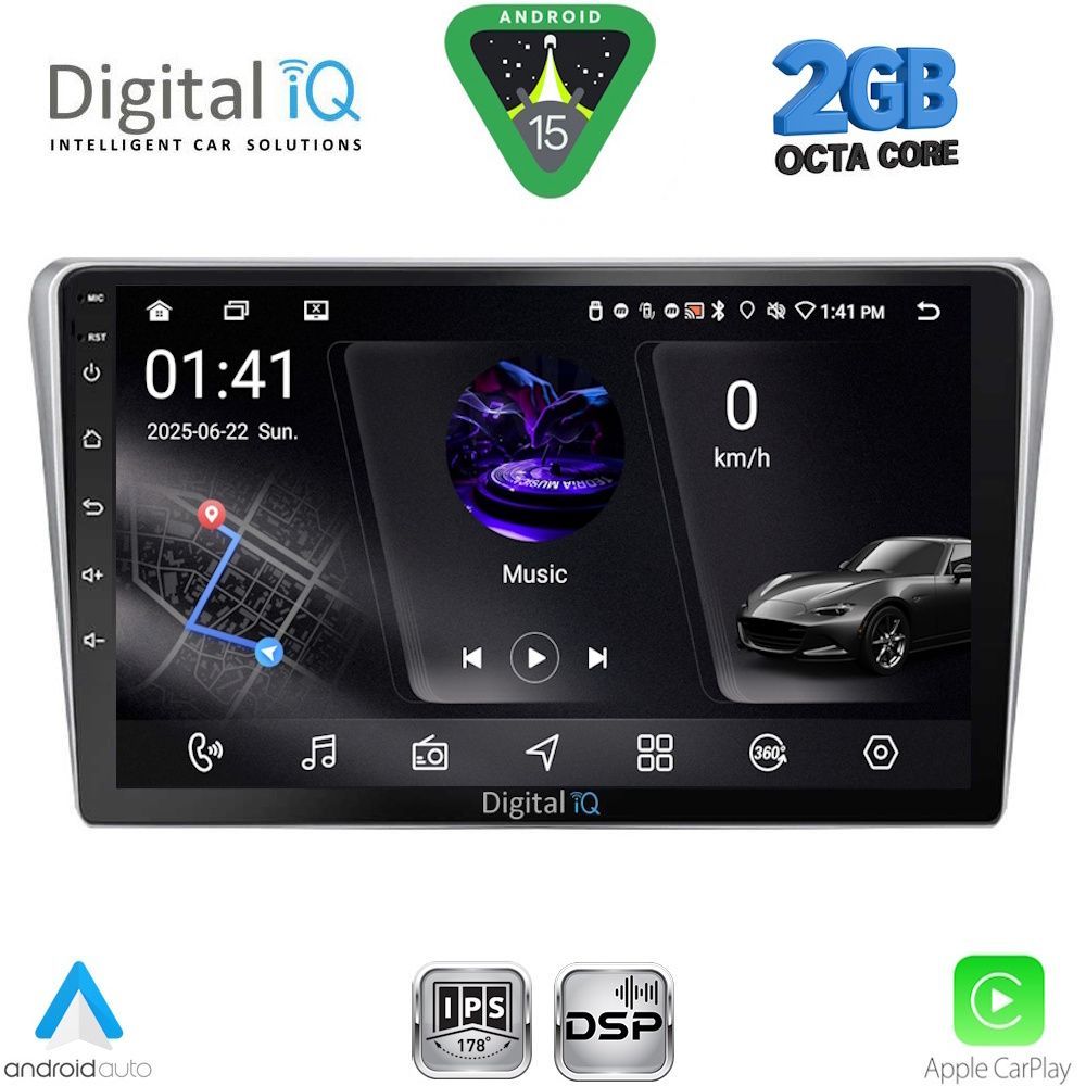 Οθόνη Toyota Avensis (T25) 2003 – 2009 με CarPlay, Android Auto, GPS, Bluetooth - DIGITAL IQ RSF 4704SL_CPA (9inc)