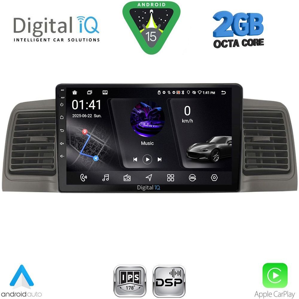 Toyota Corolla 2001 – 2006 Οθόνη με CarPlay, Android Auto, Bluetooth, GPS – DIGITAL IQ RSF 4712GR_CPA (9inc)