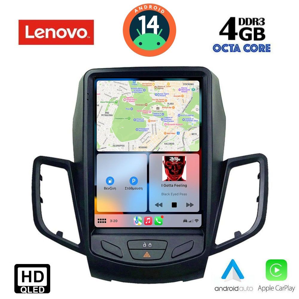 Ford Fiesta 2008 – 2017 Οθόνη με Car Play, Android Auto, BT, GPS – LENOVO SSX 9854_CPA TESLA STYLE