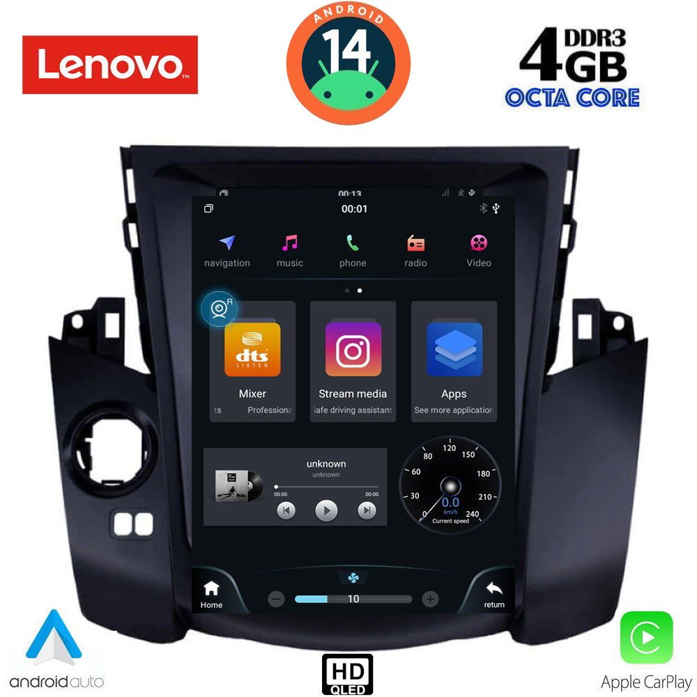 Οθόνη Toyota RAV4 2006 – 2012 με Car Play, Android Auto, GPS, Bluetooth - LENOVO SSX 9969_CPA TESLA STYLE