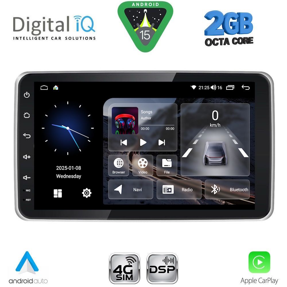 Οθόνη αυτοκινήτου 1Din με CarPlay, AndroidAuto, Bluetooth, GPS – DIGITAL IQ BLF 4935_CPA (9″ DECK)