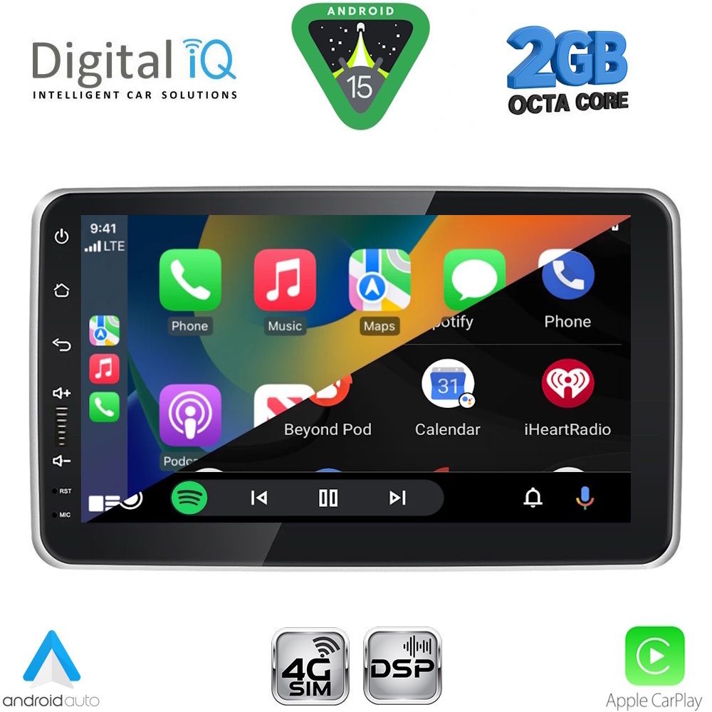 Οθόνη αυτοκινήτου 1Din με CarPlay, AndroidAuto, Bluetooth, GPS – DIGITAL IQ BLF 4935_CPA (9″ DECK)