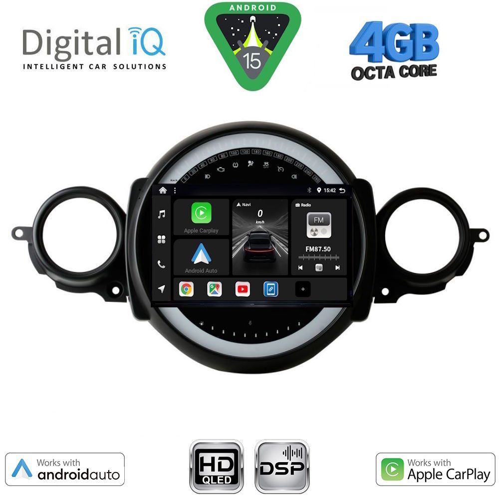 Οθόνη Mini Cooper (R56, R57) – Clubman (R55) 2006 – 2014 με CarPlay, Android Auto, BT, GPS – DIGITAL IQ BXF 6064_CPAA (9inc)