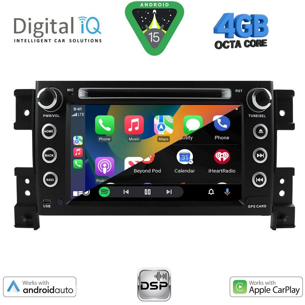 Οθόνη Suzuki Grand Vitara 2005 – 2015 με CarPlay, Android Auto, Bluetooth, GPS – DIGITAL IQ BXF 653_CPAA (7" DVD)