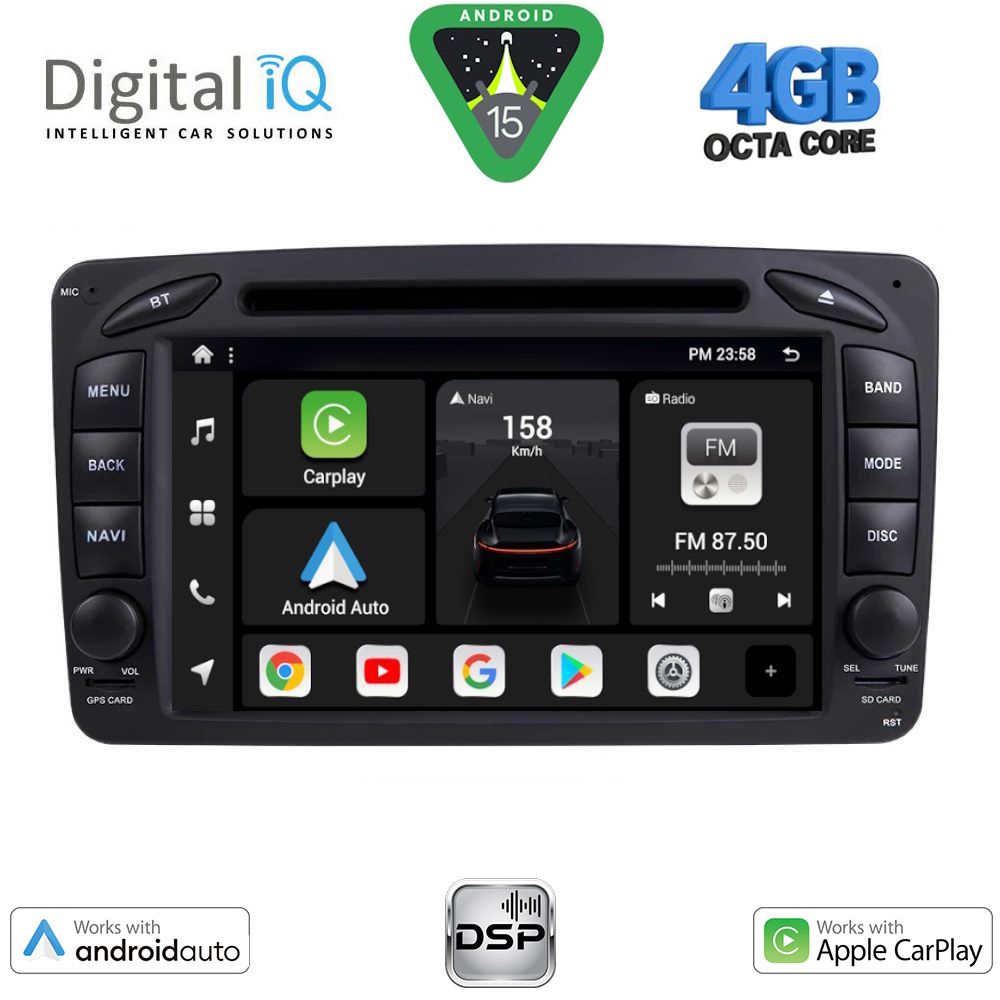 Οθόνη Mercedes C (W203), CLK (W209), Vito (W639), Viano 2000 – 2004 με CarPlay, Android Auto, GPS, Bluetooth – DIGITAL IQ BXF 671_CPAA (7'' DVD)