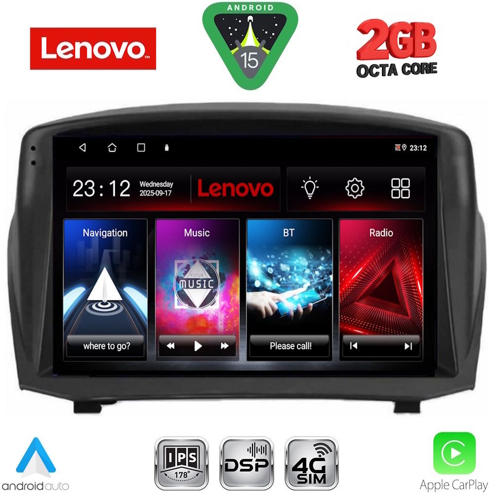 Ford Fiesta 2008 – 2017 Οθόνη με CarPlay, Android Auto, BT, GPS – LENOVO LVF 5154B_CPA (9inc)