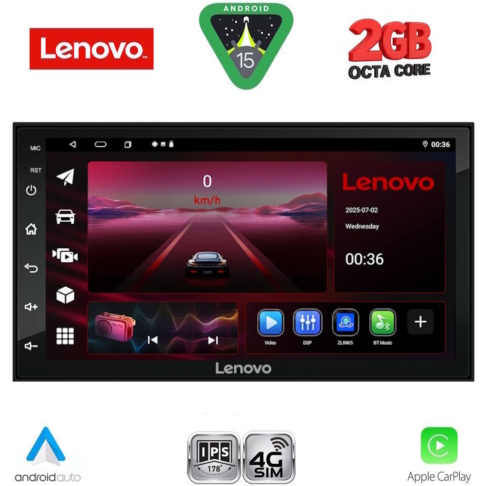 Οθόνη Αυτοκινήτου 2 Din – Car Play, Android Auto, Bluetooth, GPS - LENOVO LVF 596_CPA (7" DECK)