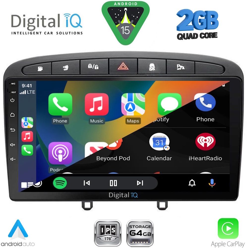 DIGITAL IQ RSD 1513BL_CPA (9inc) MULTIMEDIA TABLET for PEUGEOT 308 mod. 2007-2012 - RCZ mod.2009-2015 (BLACK) - DIGITAL IQ RSD 1513BL_CPA