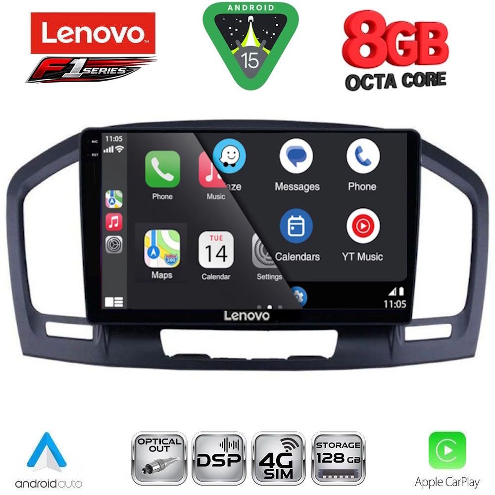 Οθόνη Opel Insignia 2008 – 2013 με CarPlay, Android Auto, GPS, Bluetooth – LENOVO SSR 10491BL_CPA (9inc)