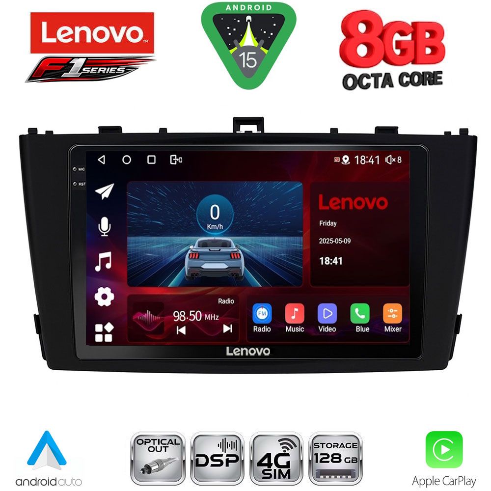 Οθόνη Toyota Avensis (T27) 2009 – 2016 με CarPlay, Android Auto, GPS, Bluetooth - LENOVO SSR 10705BL_CPA (9inc)