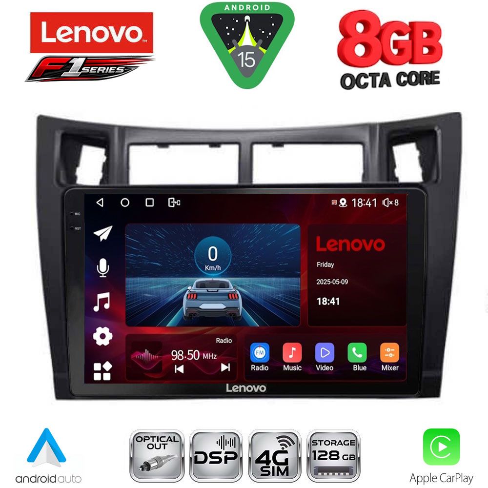 LENOVO SSR 10736BL_CPA (9inc) MULTIMEDIA TABLET for TOYOTA YARIS mod. 2006-2011 (BLACK) - LENOVO SSR 10736BL_CPA
