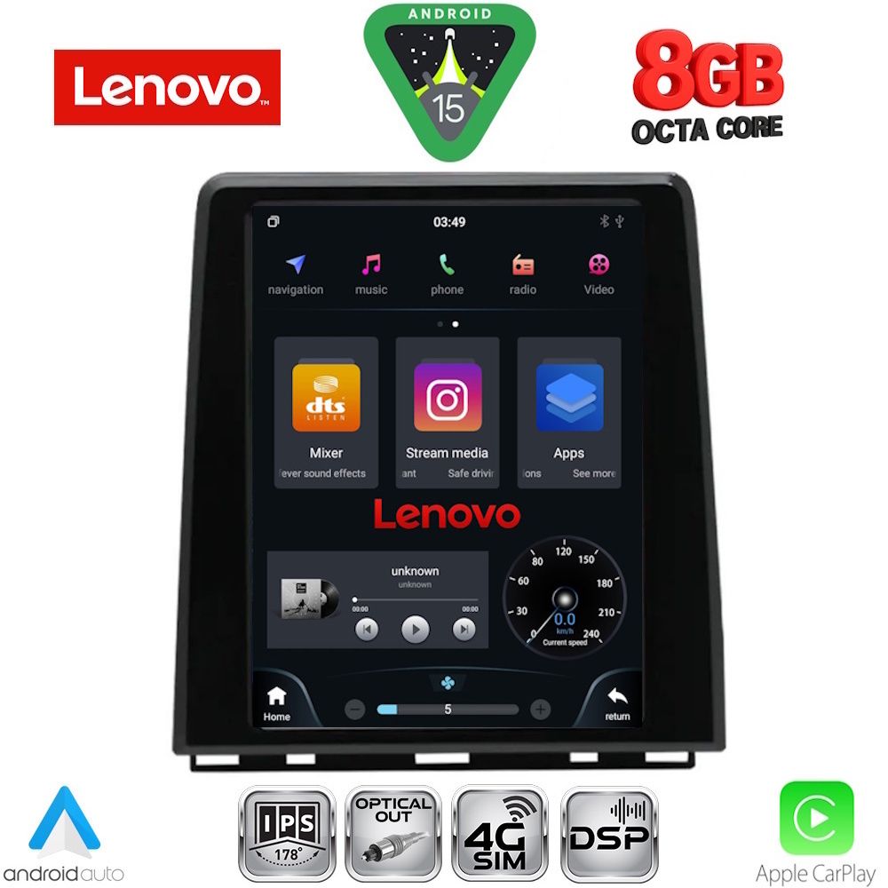 Οθόνη Renault Clio, Captur 2019 - 2026 με CarPlay, Android Auto, GPS, Bluetooth – LENOVO SSW 10947_CPAA (LOW VERSION) TESLA STYLE