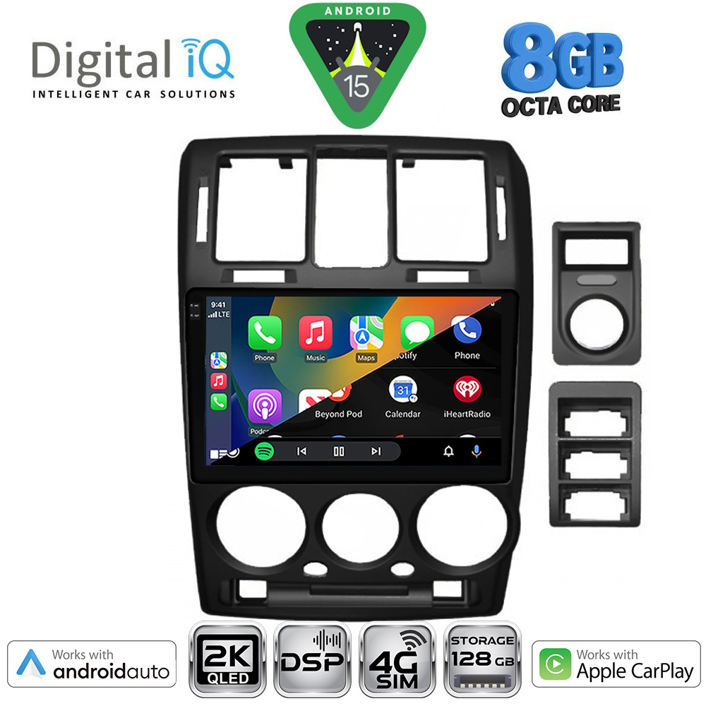 Οθόνη Hyundai Getz 2002 – 2011 με CarPlay, Android Auto, Bluetooth, GPS – DIGITAL IQ BXF 11222BL_CPAA (9inc)