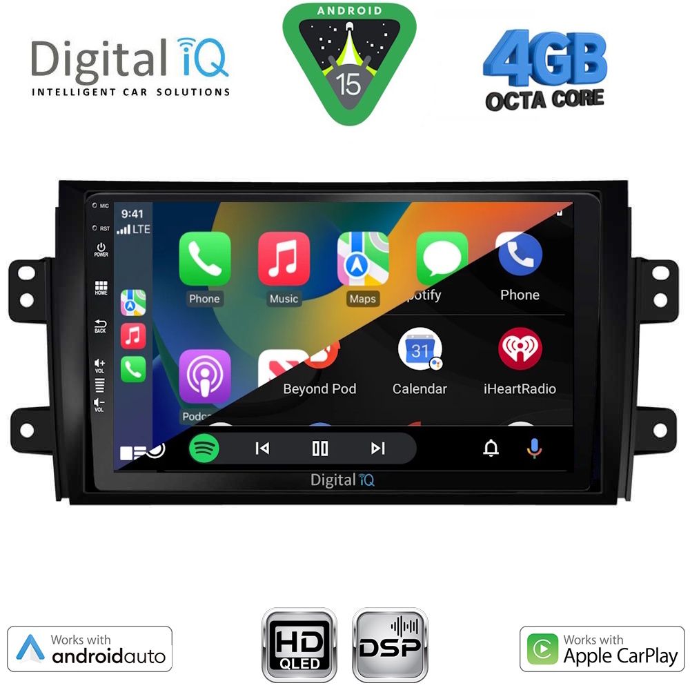 Οθόνη Fiat Sedici – Suzuki SX4 2005 – 2013 με CarPlay, Android Auto, Bluetooth, GPS – DIGITAL IQ BXF 6688_CPAA (9inc)