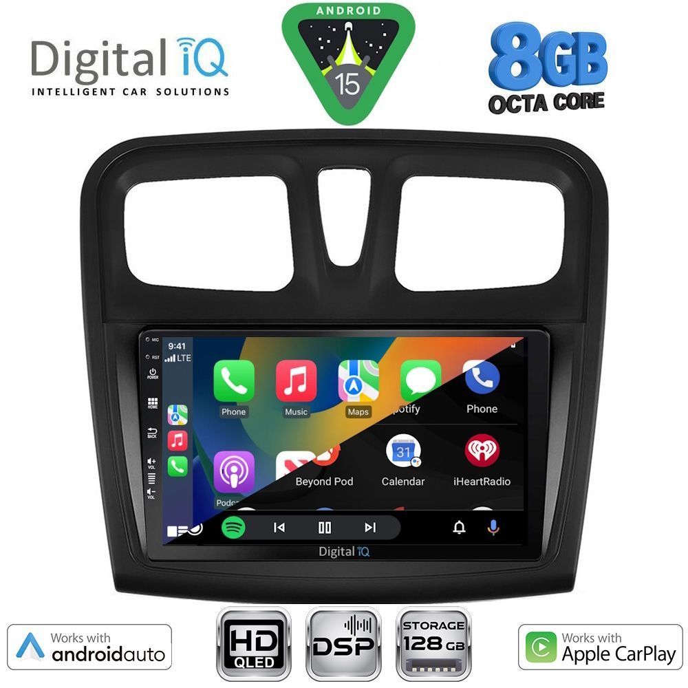 DIGITAL IQ BXF 7108SQ_CPAA (9inc) MULTIMEDIA TABLET for DACIA LOGAN – SANDERO mod. 2012-2019 - DIGITAL IQ 7108SQ_CPAA