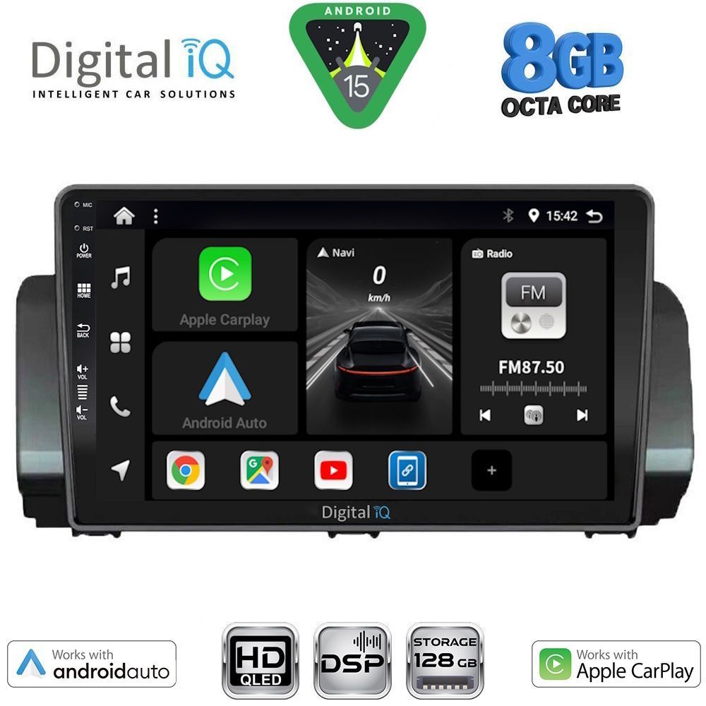 Οθόνη Dacia Logan, Sandero, Jogger 2022 – 2026 με CarPlay, Android Auto, GPS, Bluetooth - DIGITAL IQ BXF 7109_CPAA (9inc)