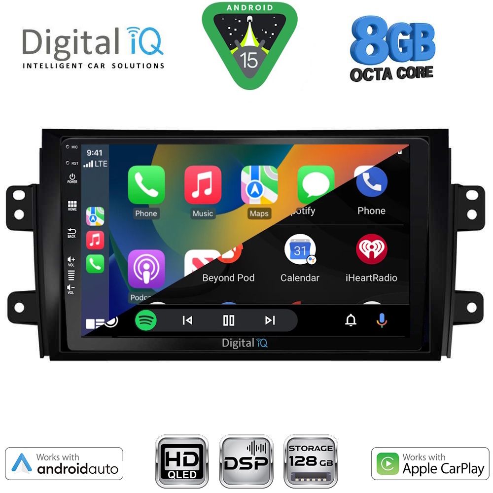 Οθόνη Fiat Sedici – Suzuki SX4 2005 – 2013 με CarPlay, Android Auto, Bluetooth, GPS – DIGITAL IQ BXF 7688_CPAA (9inc)