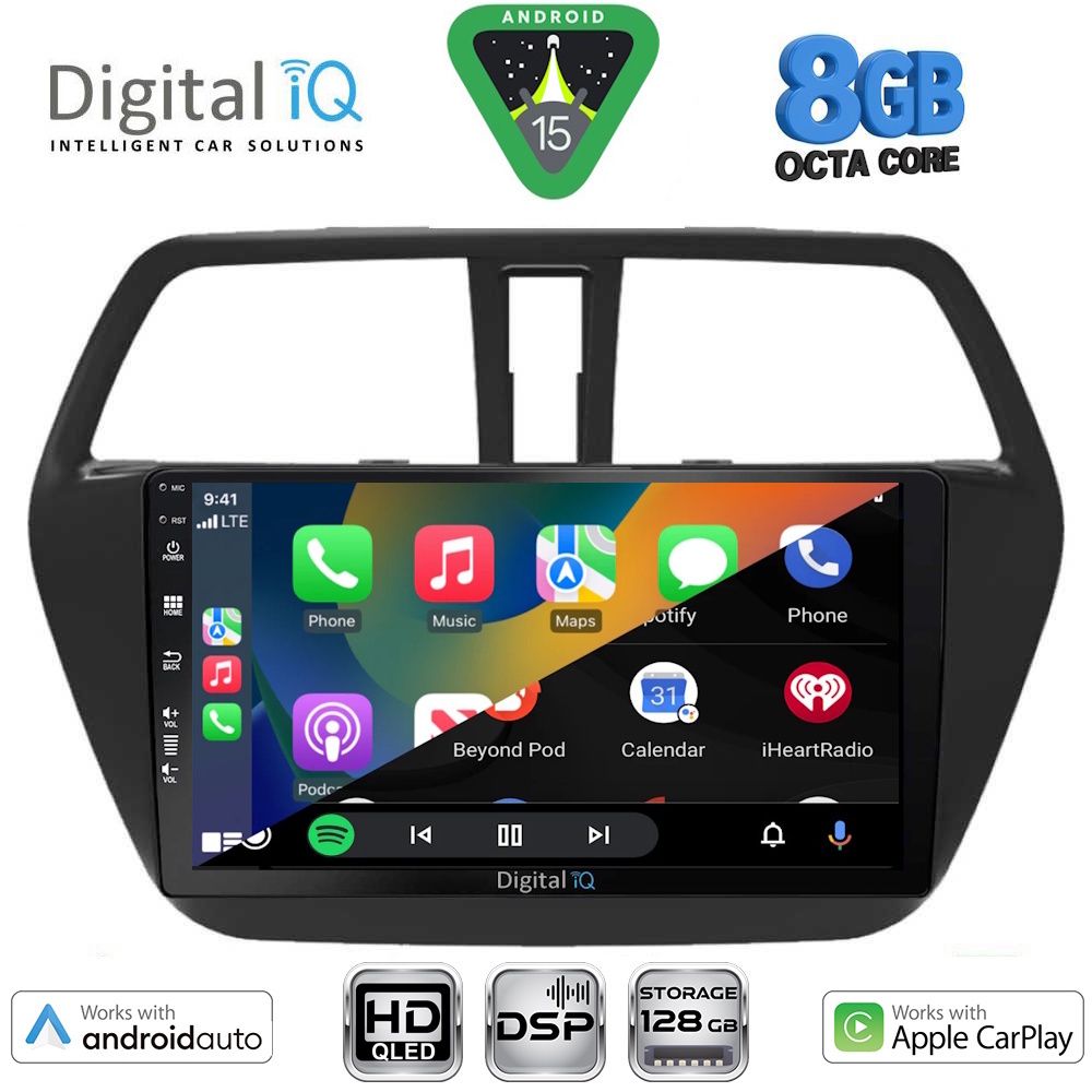 Οθόνη Suzuki SX4 S-Cross 2014 – 2020 με CarPlay, Android Auto, GPS, Bluetooth – DIGITAL IQ BXF 7689_CPAA (9inc)