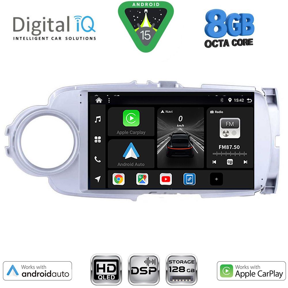 Οθόνη Toyota Yaris 2011 – 2015 με CarPlay, Android Auto, GPS, Bluetooth – DIGITAL IQ BXF 7737SL_CPAA (9inc)