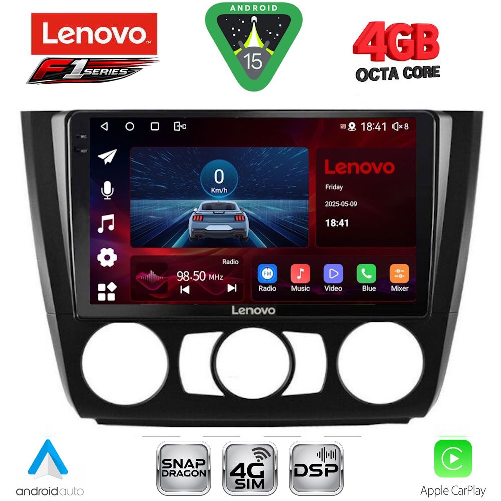 Οθόνη BMW series 1 (E81/E82/E87/E88) 2004 - 2013 με CarPlay, Android Auto, GPS, BT - LENOVO SSQ 9040_CPA A/C (9inc)