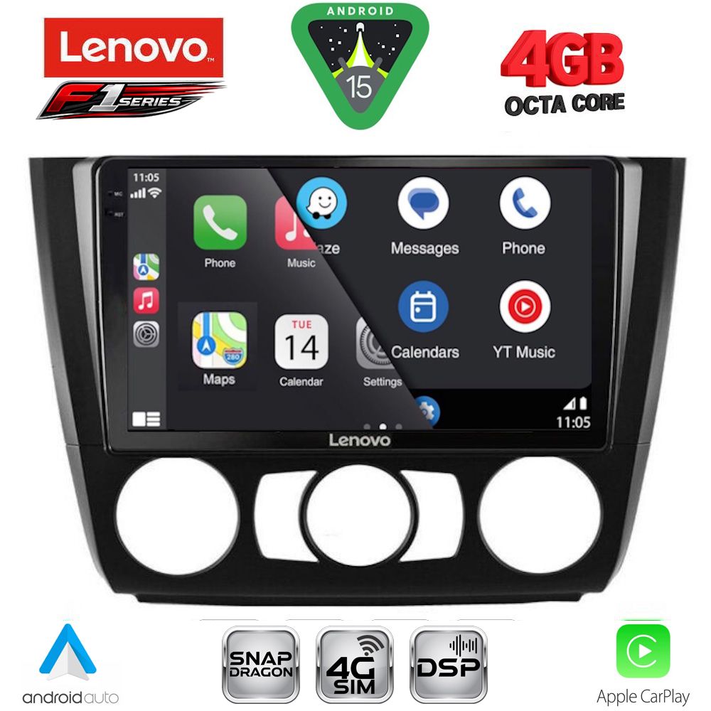 Οθόνη BMW series 1 (E81/E82/E87/E88) 2004 - 2013 με CarPlay, Android Auto, GPS, BT - LENOVO SSQ 9040_CPA A/C (9inc)