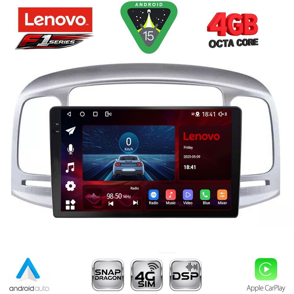 Οθόνη Hyundai Accent 2005 – 2012 με CarPlay, Android Auto, GPS, Bluetooth – LENOVO SSQ 9249SL_CPA (9inc)