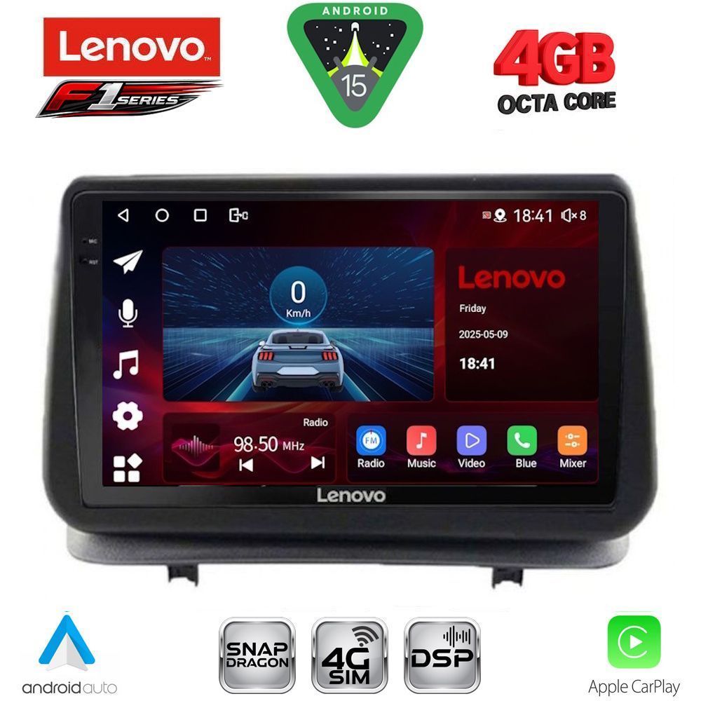 Οθόνη Renault Clio 2005 – 2011 με Car Play, Android Auto, GPS, Bluetooth - LENOVO SSQ 9543_CPA (9inc)