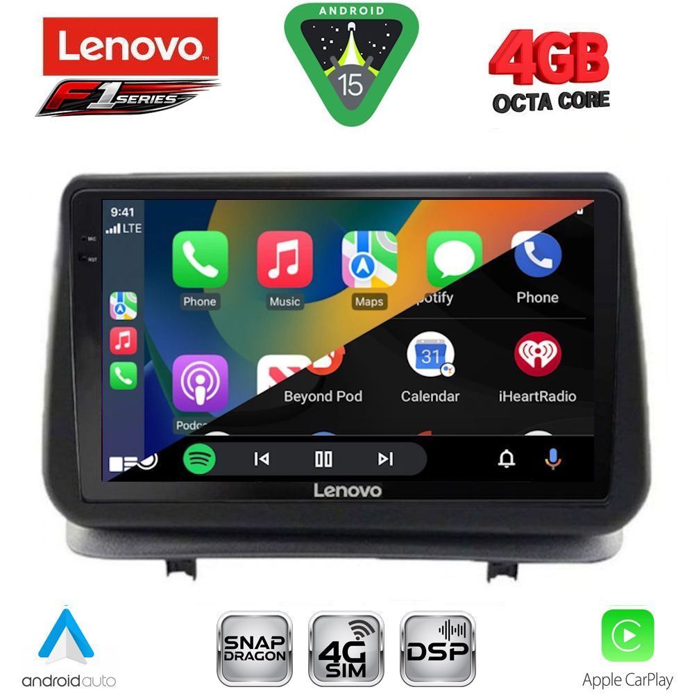 Οθόνη Renault Clio 2005 – 2011 με Car Play, Android Auto, GPS, Bluetooth - LENOVO SSQ 9543_CPA (9inc)