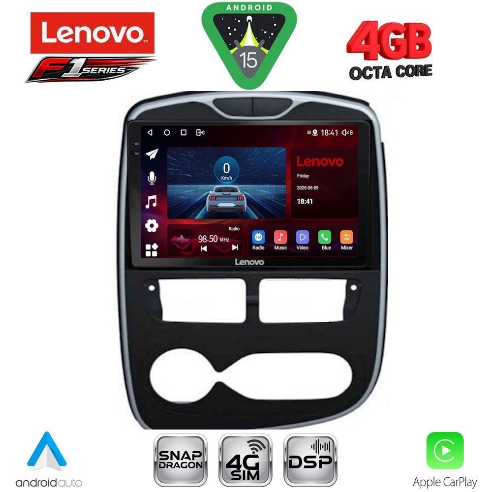 Οθόνη Renault Clio 2012 - 2015 με Car Play, Android Auto, GPS, Bluetooth – LENOVO SSQ 9544_CPA (10inc)