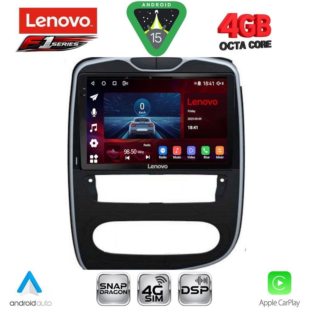 Οθόνη Renault Clio 2016 – 2019 με Car Play, Android Auto, GPS, Bluetooth – LENOVO SSQ 9545_CPA (10inc)