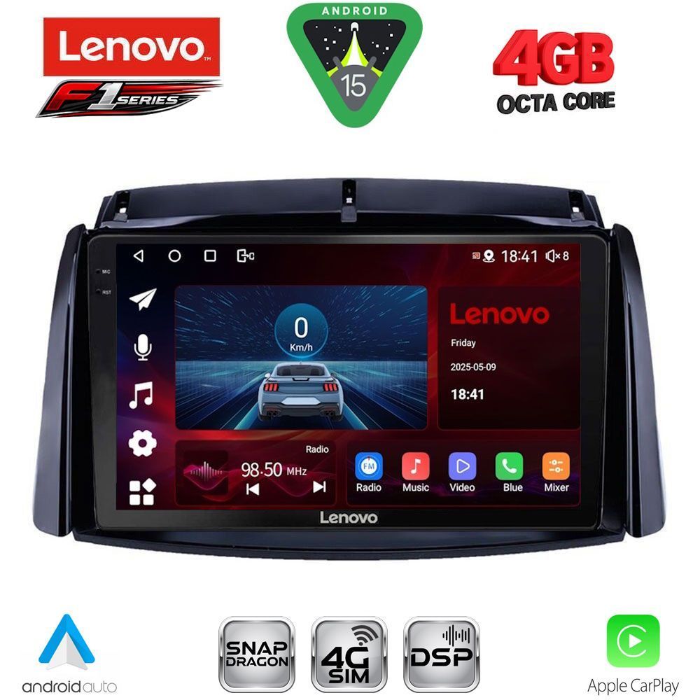 Οθόνη Renault Koleos 2006 – 2016 με Car Play, Android Auto, Bluetooth, GPS – LENOVO SSQ 9551_CPA (9inc)