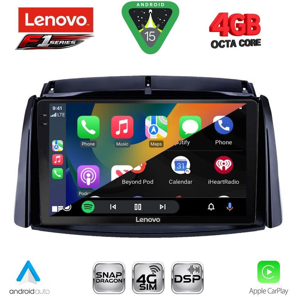 Οθόνη Renault Koleos 2006 – 2016 με Car Play, Android Auto, Bluetooth, GPS – LENOVO SSQ 9551_CPA (9inc)